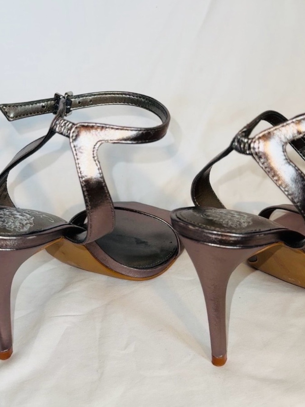 Vince Camuto Metallic Bronze Square-Toe Ankle-Strap Heels - Picture 5 of 5